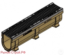 Комплект: Лоток CompoMax Drive ЛВ–15.21.26–П полимербетонный с решеткой щелевой чугунной ВЧ кл.D и E