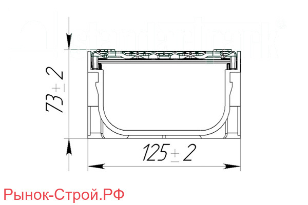 Комплект лоток водоотводный пластиковый с пластиковой решеткой кл. А ЛВ-10,14,07-ПП 08818