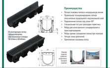 Комплект: Лоток водоотводный пластиковый DN150 H217 с пластиковой решеткой